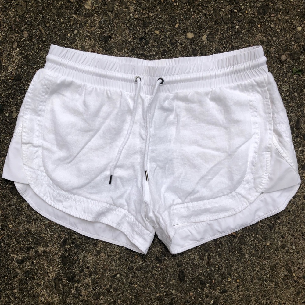 White Athleta Linen Shorts